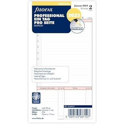 Filofax Personal Professional 1 dag på 1 sida (tyska) 2023 Filofax Personal Professional 1 dag på 1 sida (tyska) 2023