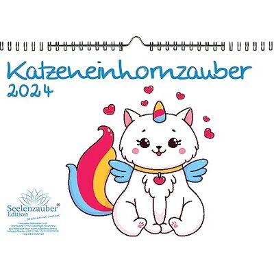Seelenzauber Kattenhörningsmagi DIN A4-kalender för 2024 katter, enhörningar, kattbebisar – själsmagi Seelenzauber Kattenhörningsmagi DIN A4-kalender för 2024 katter, enhörningar, kattbebisar – själsmagi