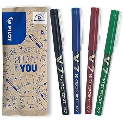 PILOT 0,7 mm V7 flytande bläck kulspets – svart/blå/röd/grön (paket med 4) PILOT 0,7 mm V7 flytande bläck kulspets – svart/blå/röd/grön (paket med 4)