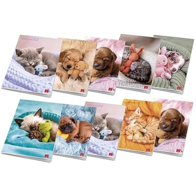 Pigna förpackning med 10 Maxi-anteckningsböcker A4 DOLCI CUCCIOLI, 80 sidor + omslag, linjerat med marginal Pigna förpackning med 10 Maxi-anteckningsböcker A4 DOLCI CUCCIOLI, 80 sidor + omslag, linjerat med marginal