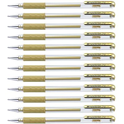 Pentel 0,8 mm spets hybrid gel metalliskt bekvämt fingergrepp bläckpenna – guld Pentel 0,8 mm spets hybrid gel metalliskt bekvämt fingergrepp bläckpenna – guld