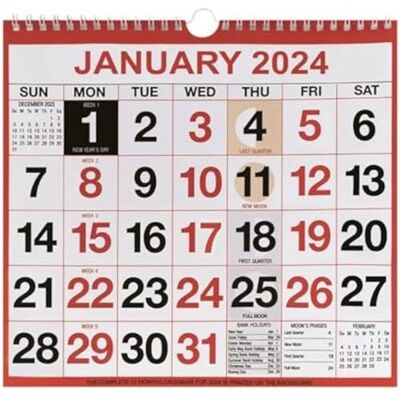 Unbranded Trådbunden månadskalender för att visa 249x231 mm 2024 Unbranded Trådbunden månadskalender för att visa 249x231 mm 2024