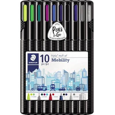STAEDTLER Schreibset triplus multi set Mobility, enthält Kugelschreiber, Druckbleistift, verschiedene Marker und Lineal, 10 ausgewählte Schreibgeräte in aufstellbarer Box, 34 SB10MS STAEDTLER Schreibset triplus multi set Mobility, enthält Kugelschreiber, Druckbleistift, verschiedene Marker und Lineal, 10 ausgewählte Schreibgeräte in aufstellbarer Box, 34 SB10MS