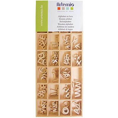 Artemio Trä alfabet, 0,51-tum, naturlig, 162-pack Artemio Trä alfabet, 0,51-tum, naturlig, 162-pack