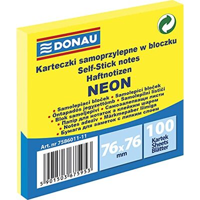 DONAU 7586011-11 anteckningar kub självhäftande anteckningar neongul självhäftande anteckningar klibbig notes 76 x 76 mm, 1 x 100 ark, anteckningsblock självhäftande för kontor skola, gul neon DONAU 7586011-11 anteckningar kub självhäftande anteckningar neongul självhäftande anteckningar klibbig notes 76 x 76 mm, 1 x 100 ark, anteckningsblock självhäftande för kontor skola, gul neon