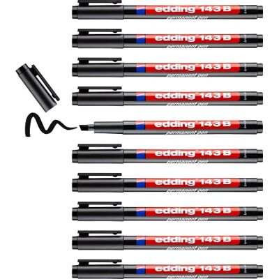 edding 143 B permanent filt svart 10 pennor fasad spets 1–3 mm penna för att skriva på glas, plast, filmer och släta ytor snabbtorkande fläckbeständig och vattentät edding 143 B permanent filt svart 10 pennor fasad spets 1–3 mm penna för att skriva på glas, plast, filmer och släta ytor snabbtorkande fläckbeständig och vattentät