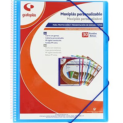 Grafoplás 39843030. Anpassningsbara fodral, Maxiplas, 30 fodral Transparent, Blå, 30,8 x 24 x 14 Grafoplás 39843030. Anpassningsbara fodral, Maxiplas, 30 fodral Transparent, Blå, 30,8 x 24 x 14