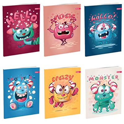 SPIRIT Heft skolhäfte A5 PREMIUM, Softcover-kuvert, latine, Monster III, 52 blad, 10 stycken SPIRIT Heft skolhäfte A5 PREMIUM, Softcover-kuvert, latine, Monster III, 52 blad, 10 stycken