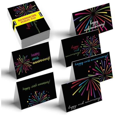 Better Office Products 36-pack arbetsjubileumskort med kuvert, företagspersonal uppskattningskort, storpack set, 10 x 15 cm, 6 fyrverkerier omslagsdesigner, Better Office Products 36-pack arbetsjubileumskort med kuvert, företagspersonal uppskattningskort, storpack set, 10 x 15 cm, 6 fyrverkerier omslagsdesigner,