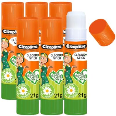 Cléopâtre CLEOPATRE låda med 6 vegetabiliska limpinnar i 21 g naturlig lösningsmedelsfri perfekt för skolor, brevpapper, kontor, skolmaterial Cléopâtre CLEOPATRE låda med 6 vegetabiliska limpinnar i 21 g naturlig lösningsmedelsfri perfekt för skolor, brevpapper, kontor, skolmaterial