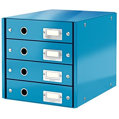Leitz WOW Click And Store Skrivbordsbyrå, 4 Lådor, Blå, 60490036 Leitz WOW Click And Store Skrivbordsbyrå, 4 Lådor, Blå, 60490036