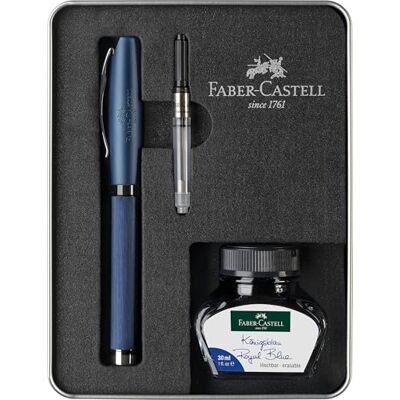 Faber-Castell 149625 Skrivset Essentio aluminium blue, med reservoarpenna M, bläckflaska 30 ml och konverterare Faber-Castell 149625 Skrivset Essentio aluminium blue, med reservoarpenna M, bläckflaska 30 ml och konverterare