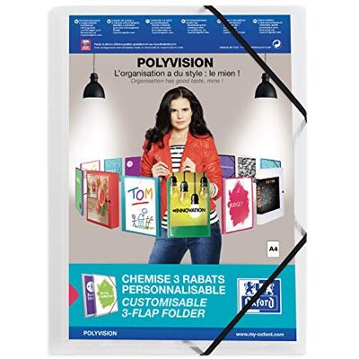 Oxford Elba polyvision elastisk mapp med tre klämmor – klar Oxford Elba polyvision elastisk mapp med tre klämmor – klar