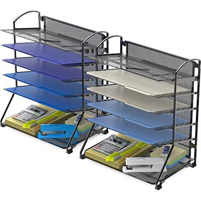 Simple Houseware 2-pack – enkel husgeråd, 6 brickor skrivbordsdokument, brevfack, organiserare, svart Simple Houseware 2-pack – enkel husgeråd, 6 brickor skrivbordsdokument, brevfack, organiserare, svart