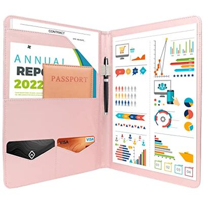 NEWYES Konferensmapp A4 affärsdokument, padfolio, personlig organiseringsmapp med urklipp, filärm, korthållare, fickor för kontorsarbete (rosa) NEWYES Konferensmapp A4 affärsdokument, padfolio, personlig organiseringsmapp med urklipp, filärm, korthållare, fickor för kontorsarbete (rosa)