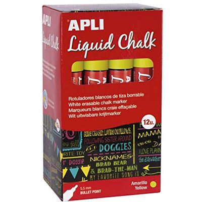 APLI Liquid Chalk markör, rund, 5,5 mm, gul, 12 stycken APLI Liquid Chalk markör, rund, 5,5 mm, gul, 12 stycken