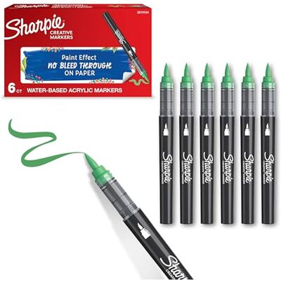 Sharpie Creative Marker Akrylpennor för målning Vattenbaserade märkpennor för målning Bläcket rinner inte och fungerar på nästan alla ytor Penselspets Grön 6 Räkningar Sharpie Creative Marker Akrylpennor för målning Vattenbaserade märkpennor för målning Bläcket rinner inte och fungerar på nästan alla ytor Penselspets Grön 6 Räkningar
