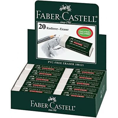Faber-Castell 188121 förpackning med 20 gröna radergummin 7081N – för att ta bort grafit- och färgslag Faber-Castell 188121 förpackning med 20 gröna radergummin 7081N – för att ta bort grafit- och färgslag