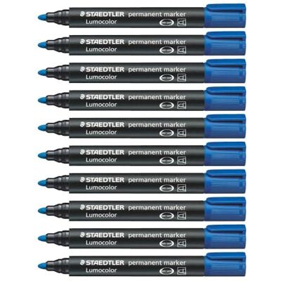 STAEDTLER 352-3 Lumocolor Marker permanent Rundspitze, 2 mm, 10 Stück, blau STAEDTLER 352-3 Lumocolor Marker permanent Rundspitze, 2 mm, 10 Stück, blau