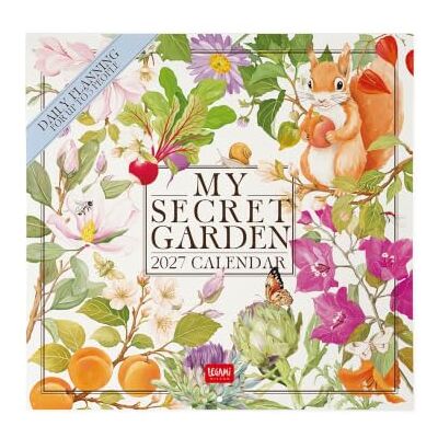 LEGAMI Väggkalender 2027 My Secret Garden, 12 månaders kalender och årsplanerare, engelsk, anteckningsbok, stjärntecken, internationella helgdagar, 30 x 29 cm LEGAMI Väggkalender 2027 My Secret Garden, 12 månaders kalender och årsplanerare, engelsk, anteckningsbok, stjärntecken, internationella helgdagar, 30 x 29 cm