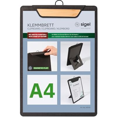 Sigel KB220 klämbräda DIN A4 mörkgrå/beige, med stativfunktion, stabil, snygg klippbräda med ädel linnestruktur, slitstark och lätt att torka av, för menyer Sigel KB220 klämbräda DIN A4 mörkgrå/beige, med stativfunktion, stabil, snygg klippbräda med ädel linnestruktur, slitstark och lätt att torka av, för menyer