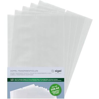 Sigel SM182 Förpackning med 50 fickor för 4 vyer, A4, hopfälld, för 21 x 29,7 cm, plast, transparent Sigel SM182 Förpackning med 50 fickor för 4 vyer, A4, hopfälld, för 21 x 29,7 cm, plast, transparent