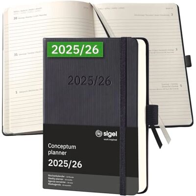 Sigel C2602 Wochenkalender Conceptum 2025/2026, ca. A6, , schwarz: Agenda Conceptum, Classic, Hardcover Sigel C2602 Wochenkalender Conceptum 2025/2026, ca. A6, , schwarz: Agenda Conceptum, Classic, Hardcover