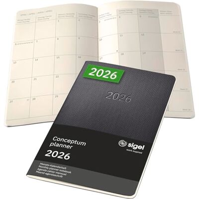 Sigel C2684 Monats-Kalenderheft Conceptum 2026, ca. A5, , schwarz: Agenda Conceptum, Classic, Softcover Sigel C2684 Monats-Kalenderheft Conceptum 2026, ca. A5, , schwarz: Agenda Conceptum, Classic, Softcover
