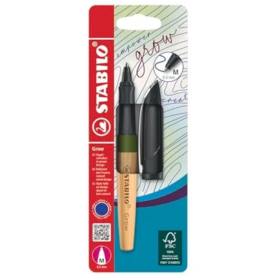 STABILO Grow – klimatneutral kulspetspenna – paket med 1 – mossgrön/ek inklusive blå kulspetspenna påfyllning STABILO Grow – klimatneutral kulspetspenna – paket med 1 – mossgrön/ek inklusive blå kulspetspenna påfyllning