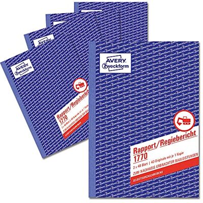 Avery 1770-5 Rapport/registerrapport (A5, självkopierande, testad av juridiska experter, för Tyskland/Österrike för dokumentation av arbetsprestanda, 2 x 40 ark) vit/gul, 5-pack Avery 1770-5 Rapport/registerrapport (A5, självkopierande, testad av juridiska experter, för Tyskland/Österrike för dokumentation av arbetsprestanda, 2 x 40 ark) vit/gul, 5-pack