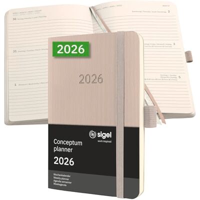Sigel C2631 Wochenkalender Conceptum 2026, ca. A6, , taupe: Agenda Conceptum, Classic, Softcover Sigel C2631 Wochenkalender Conceptum 2026, ca. A6, , taupe: Agenda Conceptum, Classic, Softcover