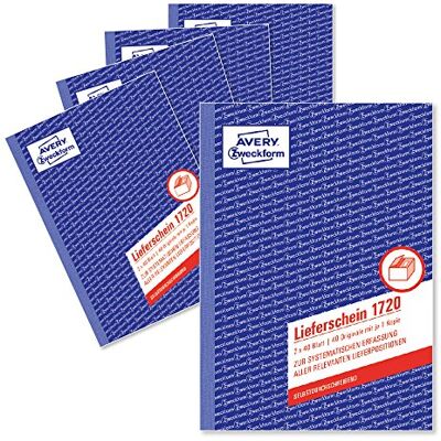 Avery Specialform 1720-5 leveransdokument (A5, 2 x 40 ark, självskrivande med färgglatt kuvert, för systematisk identifiering av alla relevanta leveranspositioner) 5-pack, vit/gul Avery Specialform 1720-5 leveransdokument (A5, 2 x 40 ark, självskrivande med färgglatt kuvert, för systematisk identifiering av alla relevanta leveranspositioner) 5-pack, vit/gul