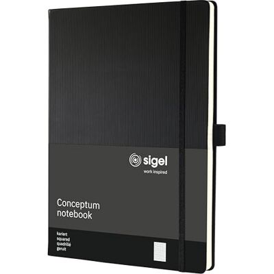 Sigel CO115 anteckningsbok, A4+, fyrkantig, hårt fodral, elastiskt fästelement, svart koncept Sigel CO115 anteckningsbok, A4+, fyrkantig, hårt fodral, elastiskt fästelement, svart koncept
