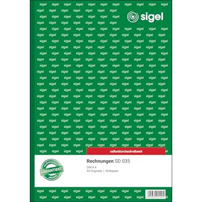 Sigel SD035 fakturor, A4, 2 x 40 blad, självhäftande Sigel SD035 fakturor, A4, 2 x 40 blad, självhäftande
