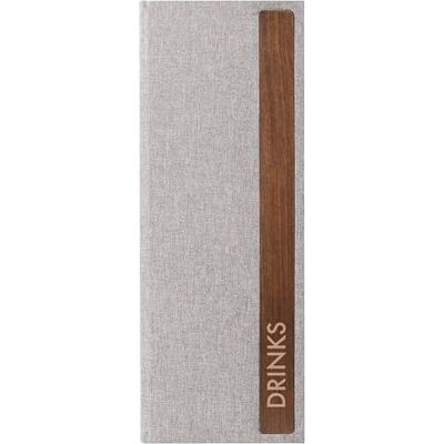 Sigel GM221 dryckesmapp "Drinks" med gummibindning, 1/2 A4, slitstarkt och vattenavvisande omslag, mörkgrå/beige linnestruktur, plast och bambu, för kaféer, bar Sigel GM221 dryckesmapp "Drinks" med gummibindning, 1/2 A4, slitstarkt och vattenavvisande omslag, mörkgrå/beige linnestruktur, plast och bambu, för kaféer, bar