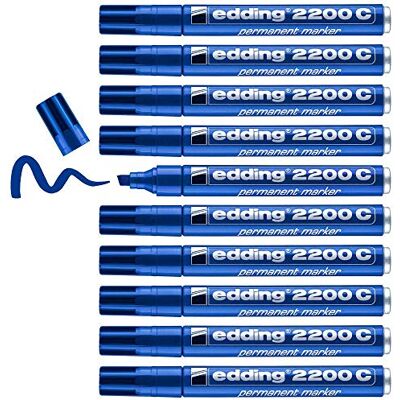edding 4-2200C001 2200C permanent markör – svart (paket med 10) BLÅ edding 4-2200C001 2200C permanent markör – svart (paket med 10) BLÅ