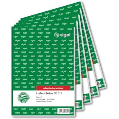 Sigel SD011 leveransbevis självskrivande A5, 2 x 40 ark 5 Stück Sigel SD011 leveransbevis självskrivande A5, 2 x 40 ark 5 Stück