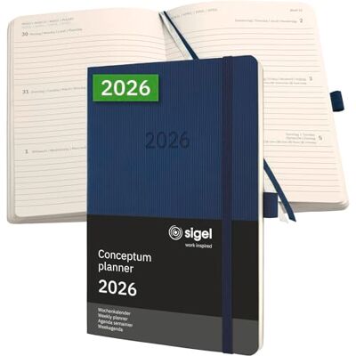 Sigel C2632 Wochenkalender Conceptum 2026, ca. A5, , dunkelblau: Agenda Conceptum, Classic, Softcover Sigel C2632 Wochenkalender Conceptum 2026, ca. A5, , dunkelblau: Agenda Conceptum, Classic, Softcover
