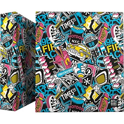 Grafoplás A4 skolmapp 4 x 40 mm blandade ringar Bits&Bobs Pop Up Design Collection New York City, FSC-certifierad Grafoplás A4 skolmapp 4 x 40 mm blandade ringar Bits&Bobs Pop Up Design Collection New York City, FSC-certifierad