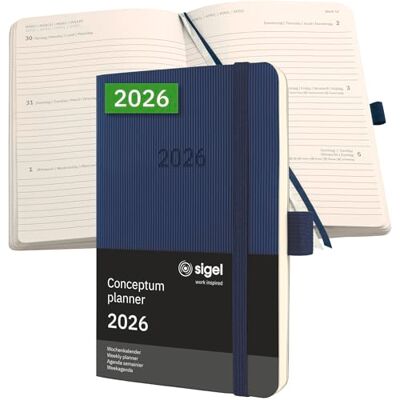 Sigel C2633 Wochenkalender Conceptum 2026, ca. A6, , dunkelblau: Agenda Conceptum, Classic, Softcover Sigel C2633 Wochenkalender Conceptum 2026, ca. A6, , dunkelblau: Agenda Conceptum, Classic, Softcover