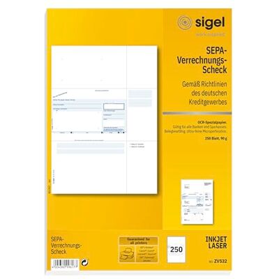 Sigel ZV532 SEPA-räkning check, A4, 250 blad Sigel ZV532 SEPA-räkning check, A4, 250 blad