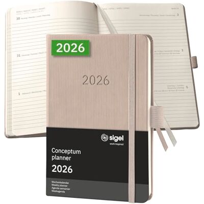 Sigel C2661 Wochenkalender Conceptum 2026, ca. A6, , taupe: Agenda Conceptum, Classic, Hardcover Sigel C2661 Wochenkalender Conceptum 2026, ca. A6, , taupe: Agenda Conceptum, Classic, Hardcover
