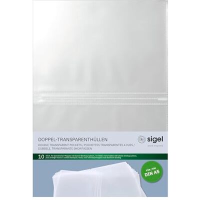 Sigel SM181 dubbla transparenta fodral för A5, 10 stycken Sigel SM181 dubbla transparenta fodral för A5, 10 stycken