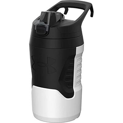 Under Armour halv gallon vattenflaska isolerad, 1 0,9 dl isolerad vattenflaska med handtag, sportvattenkanna, staketkrok, läckagesäker, för baseball, fotboll och mer Under Armour halv gallon vattenflaska isolerad, 1 0,9 dl isolerad vattenflaska med handtag, sportvattenkanna, staketkrok, läckagesäker, för baseball, fotboll och mer