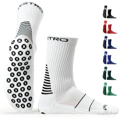 MAESTRO SPORTSWEAR Maestro Grip-strumpor – halkfria strumpor för män och kvinnor – fotboll, fotboll, basket, hockey halkfria strumpor, Vitt, Large MAESTRO SPORTSWEAR Maestro Grip-strumpor – halkfria strumpor för män och kvinnor – fotboll, fotboll, basket, hockey halkfria strumpor, Vitt, Large