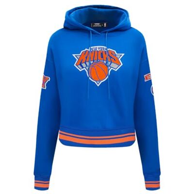 Pro Standard NBA Retro Classics W Rib FLC Cropped Po huvtröja med huva, Kunglig/orange/kunglig, M Pro Standard NBA Retro Classics W Rib FLC Cropped Po huvtröja med huva, Kunglig/orange/kunglig, M