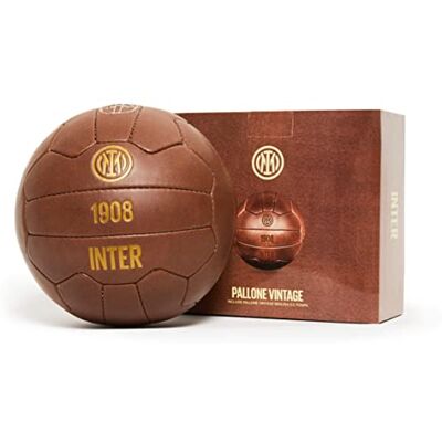 Inter Vintage fotboll 115 år, storlek 5, inklusive luftpump, högkvalitativ boll med guldbokstäver, lämplig som present eller samlarobjekt, officiell produkt Inter Vintage fotboll 115 år, storlek 5, inklusive luftpump, högkvalitativ boll med guldbokstäver, lämplig som present eller samlarobjekt, officiell produkt