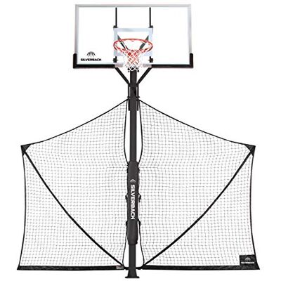 Silverback basketboll yard Guard Defensive Net System Rebounder med vikbart nät och armar i stolpe, vit/svart, stor Silverback basketboll yard Guard Defensive Net System Rebounder med vikbart nät och armar i stolpe, vit/svart, stor