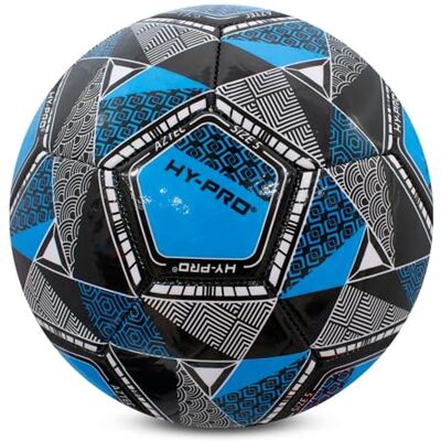 Hy-Pro Aztec fotboll storlek 5 med PVC-grepp perfekt för träning och matcher i alla väderförhållanden, blå Hy-Pro Aztec fotboll storlek 5 med PVC-grepp perfekt för träning och matcher i alla väderförhållanden, blå