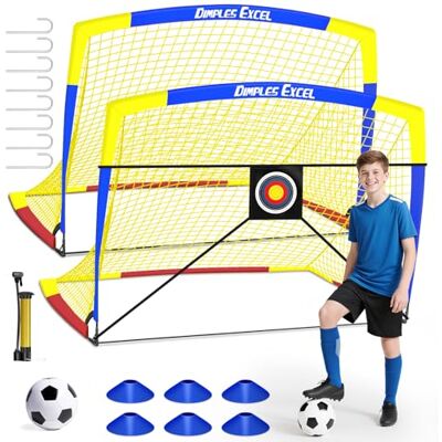 Dimples Excel Vikbara fotbollsmålsset med övningsmål, boll, pump och koner – 5 x 3,6 FT RYB Pro Dimples Excel Vikbara fotbollsmålsset med övningsmål, boll, pump och koner – 5 x 3,6 FT RYB Pro
